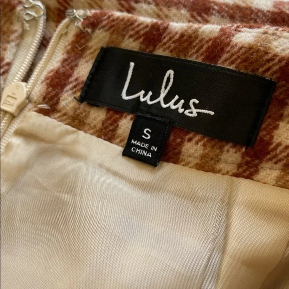 NEW Lulus Sycamore Brown Plaid Mini Skirt High Waisted Micro Mini Womens Small - Picture 4 of 4